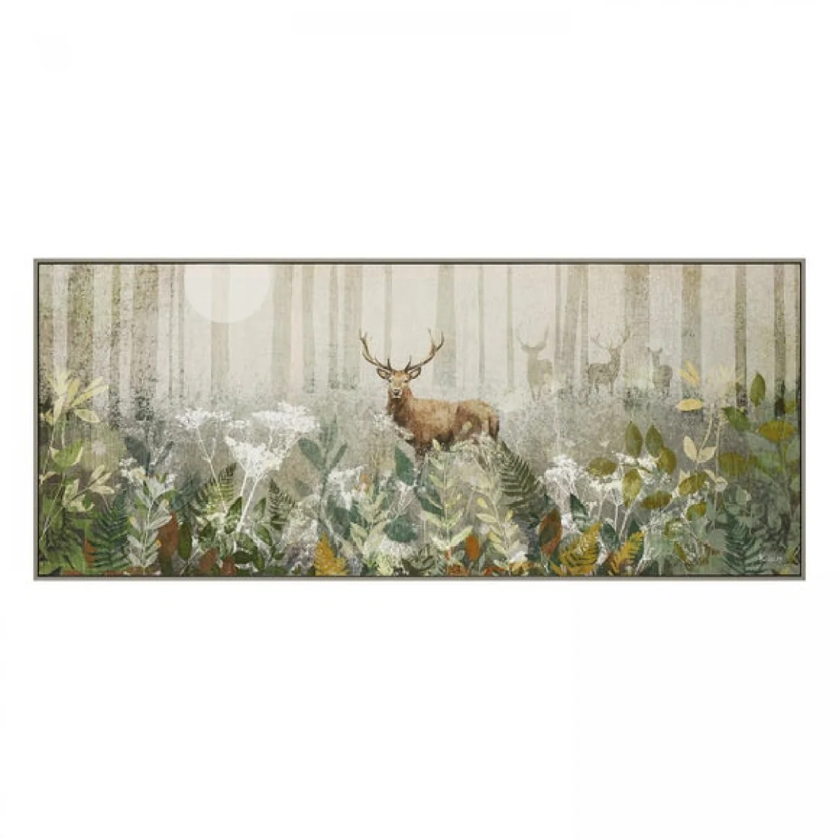 Cedar & Sage Luna Gaze Stag Framed Canvas Grey – image 3