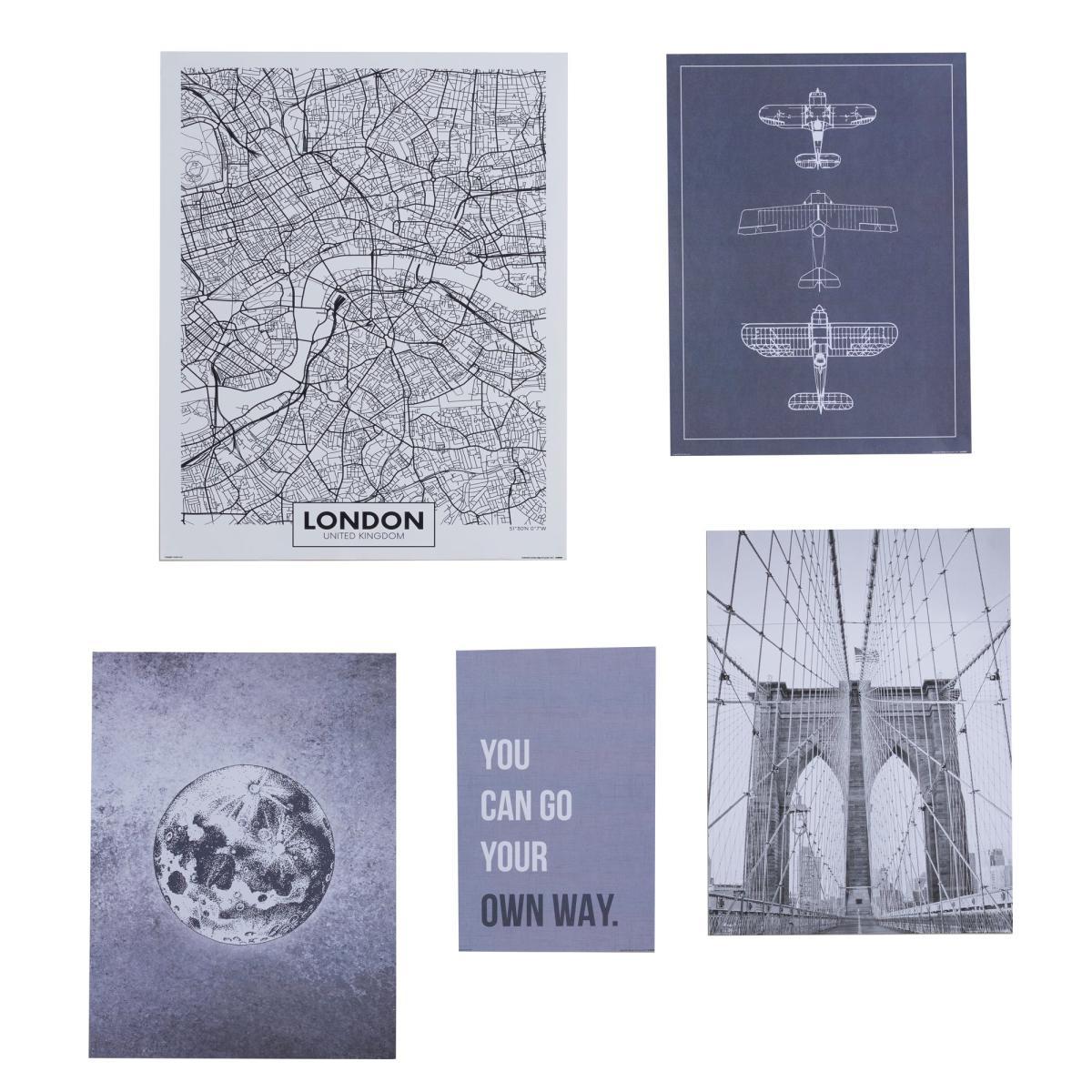Pack of 5 Industrial Posters Black and white – image 3