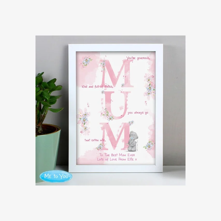Personalised Me To You Mum White A4 Framed Print White