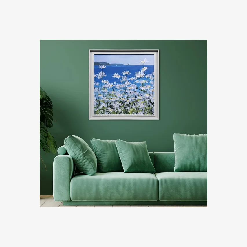 Daisies and Valerian by Claire Henley Framed Canvas – image 1