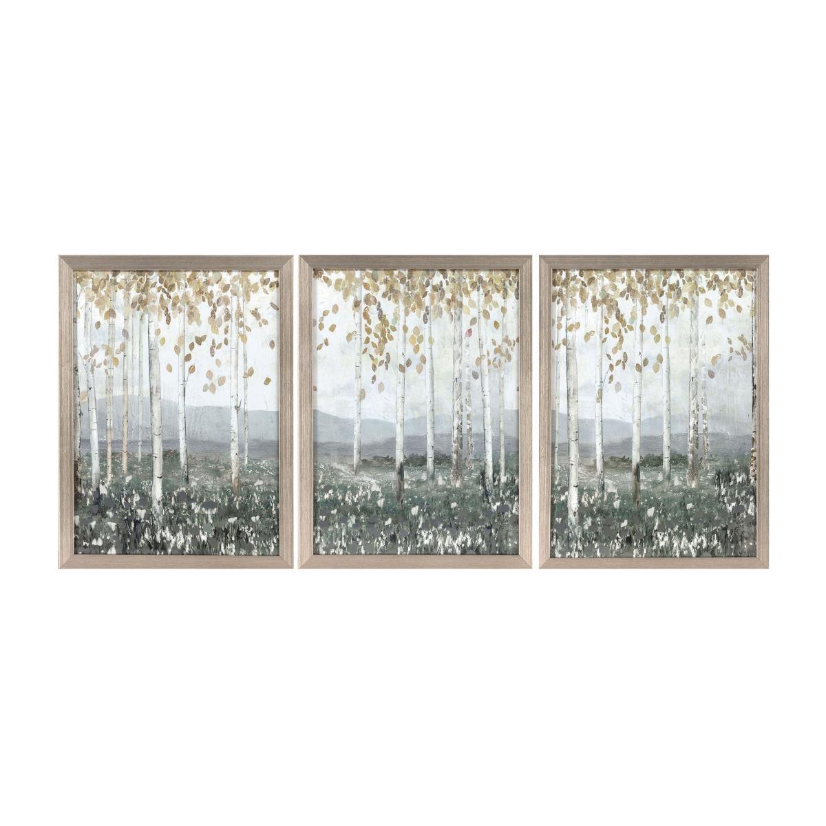 Set of 3 Woodlands Framed Prints Grey – image 1