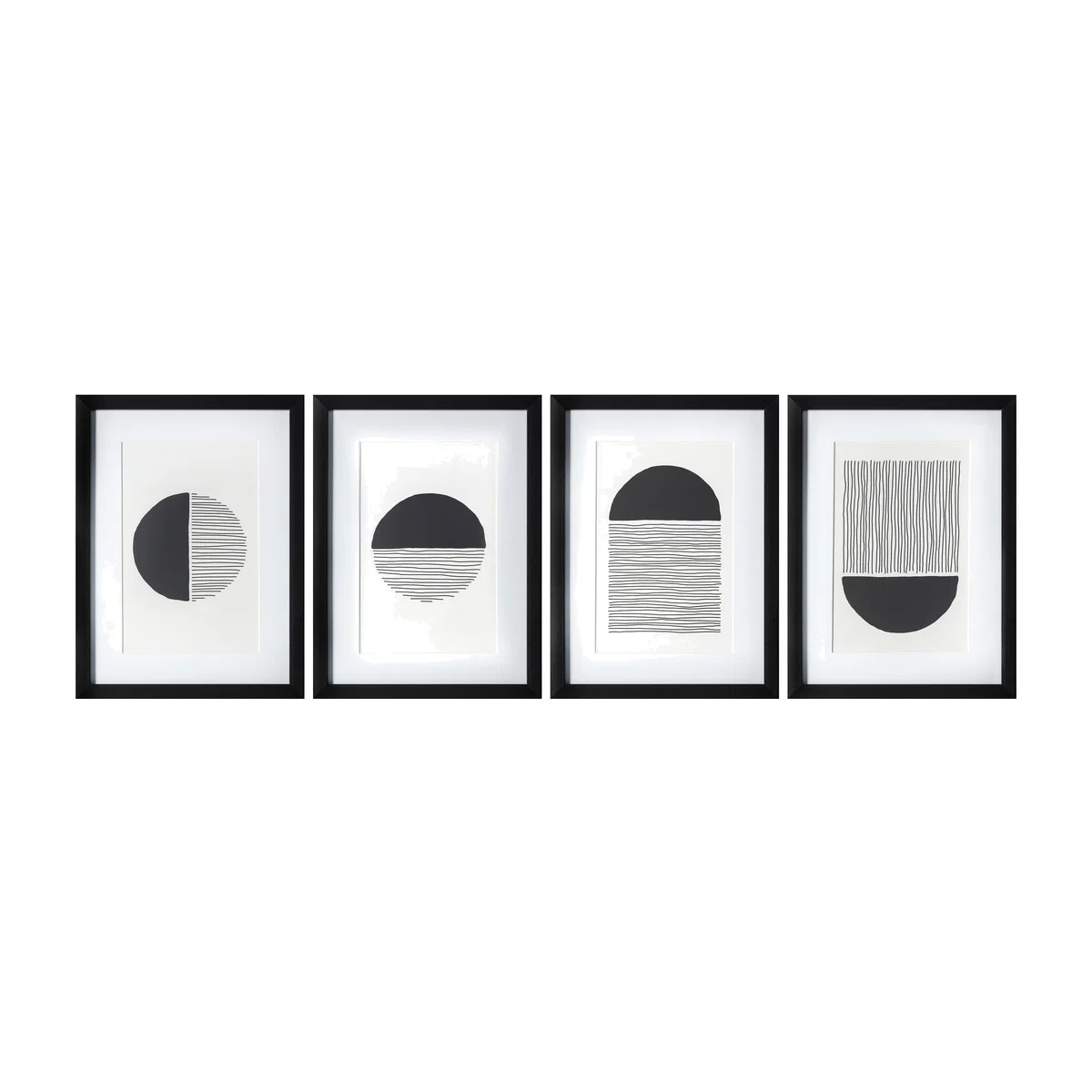 Set of 4 Abstract Formation Framed Art Black/White