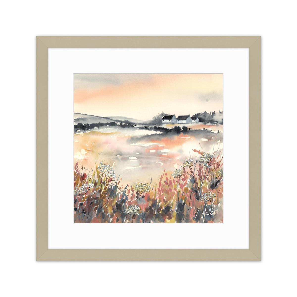Peach Hills and Hedgerows Framed Print MultiColoured – image 2