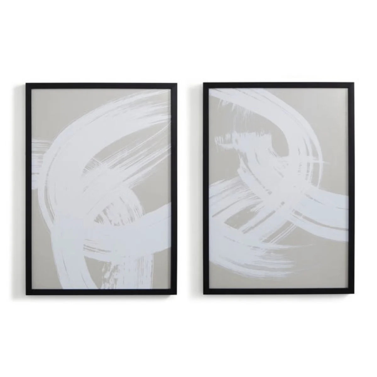Set of 2 Abstract Natural Curves Framed Prints White – image 3