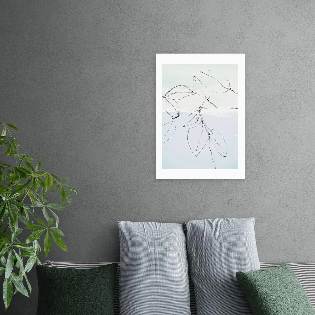 East End Prints Leaves On Pastel Blue & Mint Print Blue/White – image 1