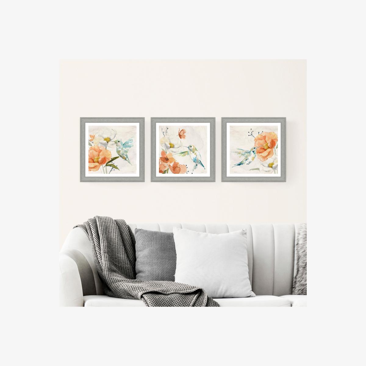 Set of 3 Hummingbirds Framed Prints MultiColoured – image 1