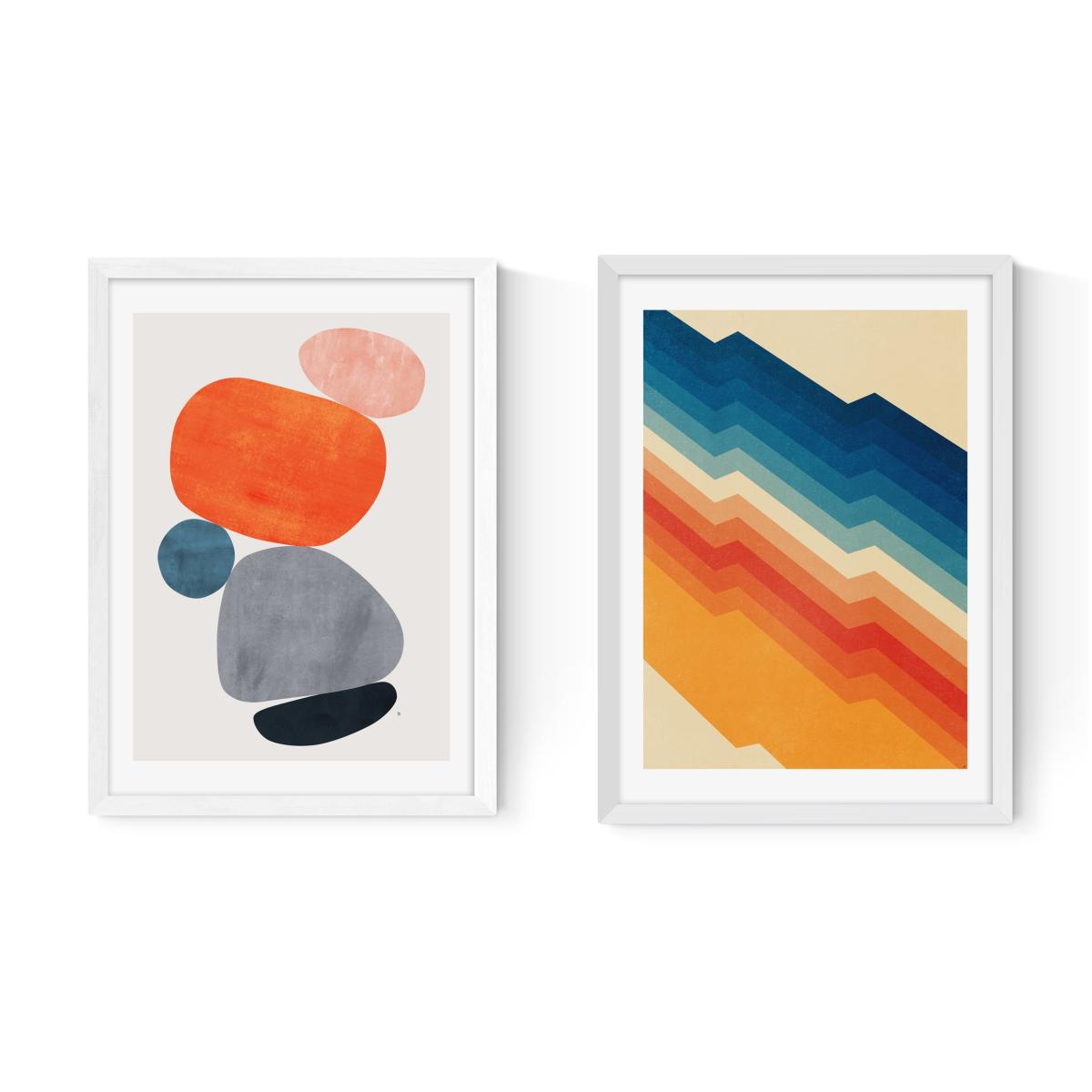Set of 2 East End Prints Retro Abstract Prints MultiColoured – image 2