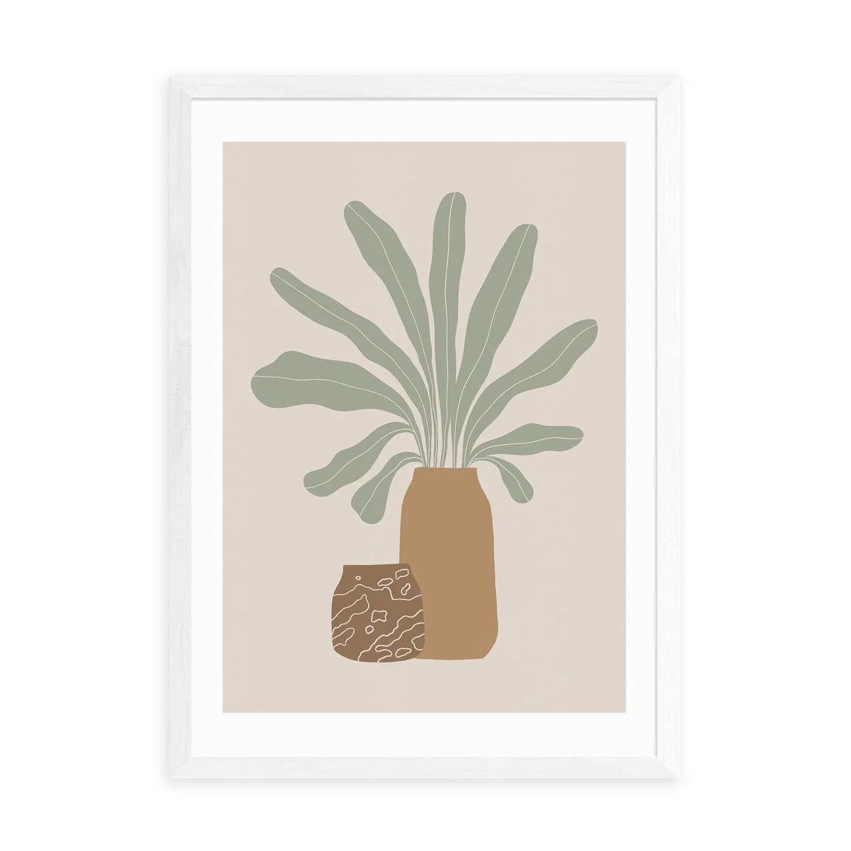 East End Prints Two Brown Vases & Green Plant Framed Print Natural – image 2