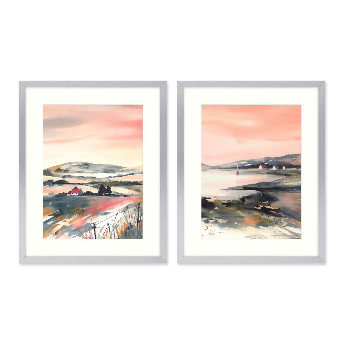 Windswept Hill by Elizabeth Baldin Set of 2 Framed Prints Pink – image 2