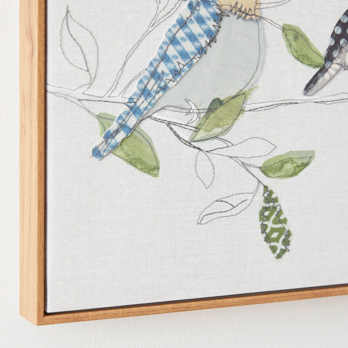 Birds On Branch Capped Canvas 30x70cm Green – image 2
