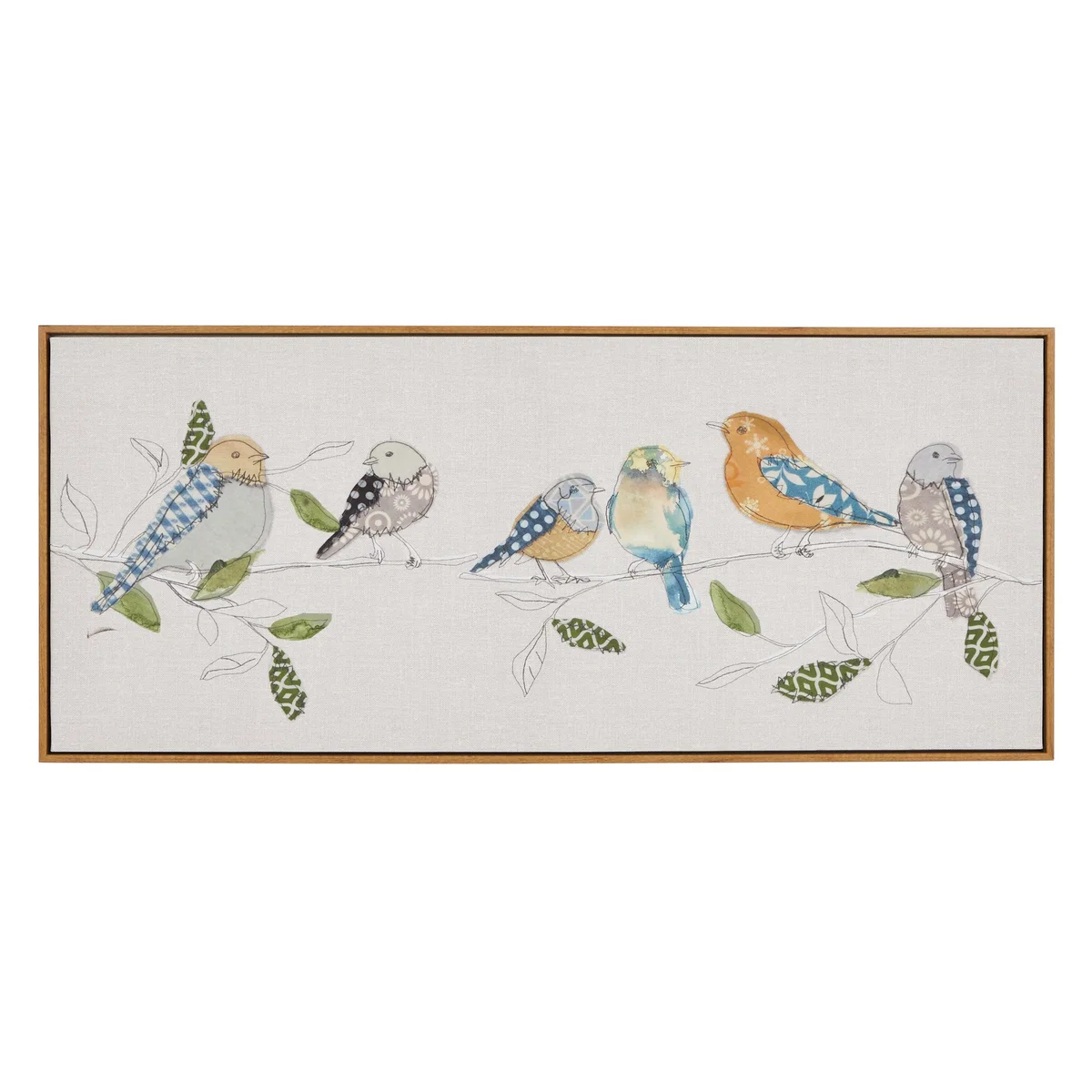 Birds On Branch Capped Canvas 30x70cm Green – image 3