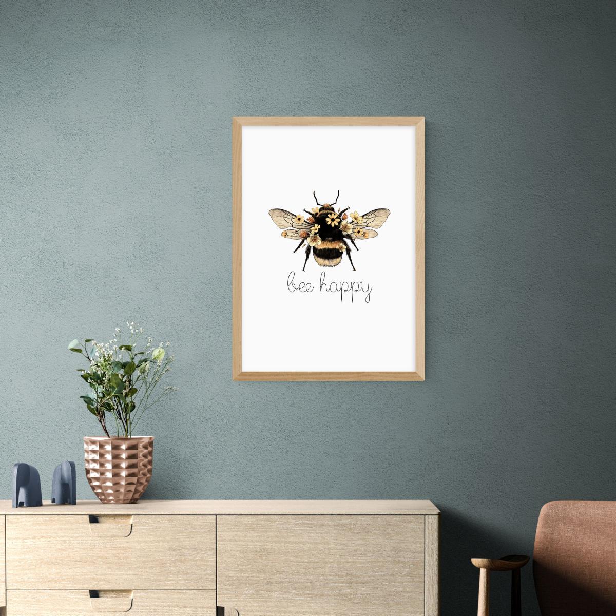 East End Prints Bee Happy Print Natural – image 1