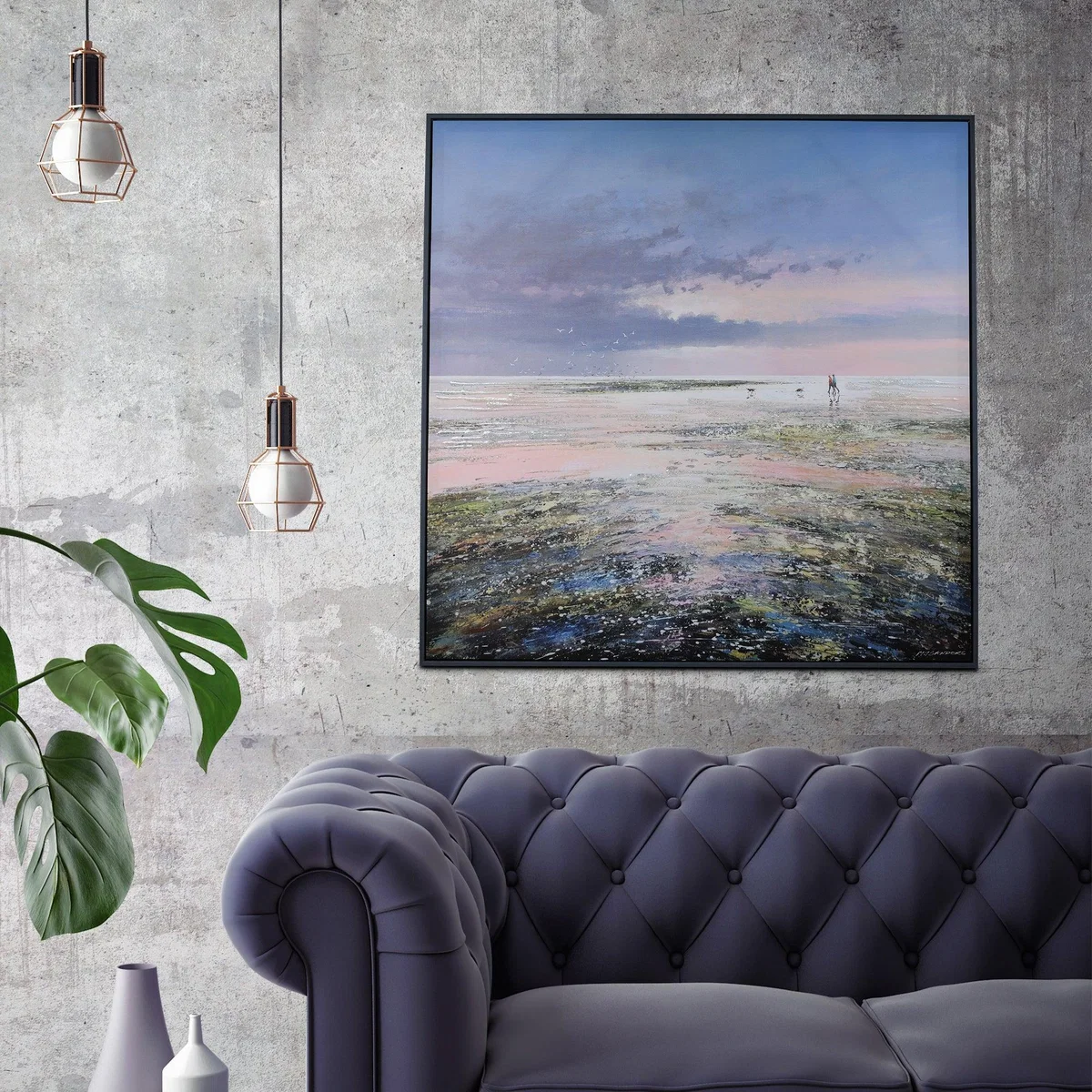 The Art Group Premium Edit Gulls at Sea Framed Canvas Blue