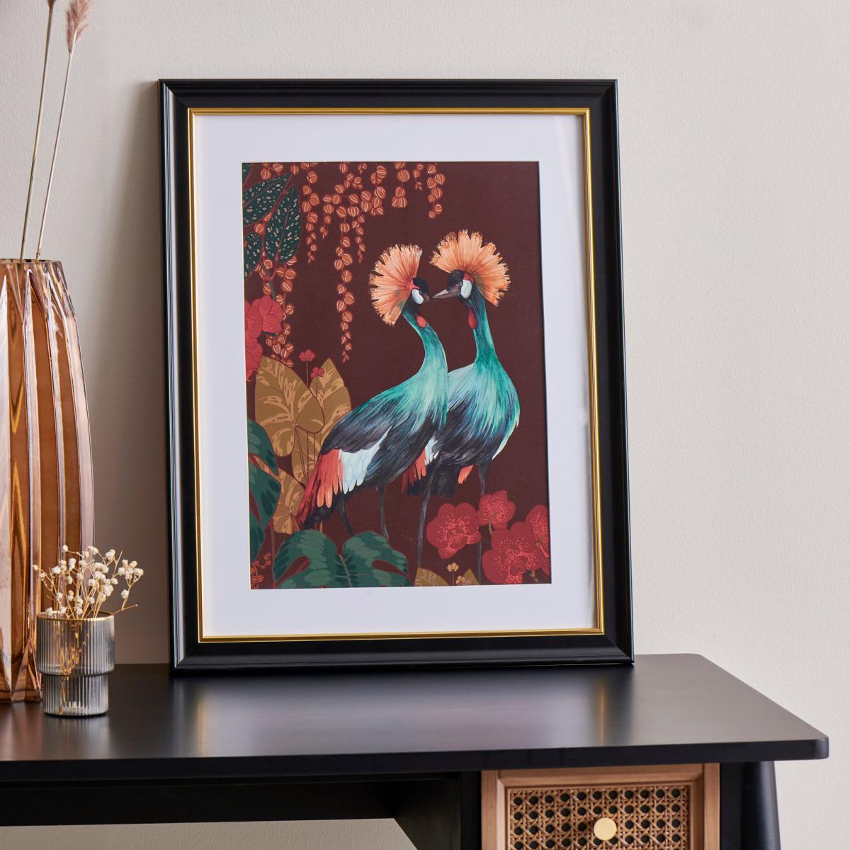 Cranes Framed Print Red – image 1
