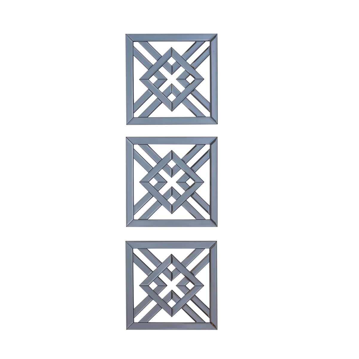 Set of 3 Luxe Smoked Diamond Wallart Grey – image 3