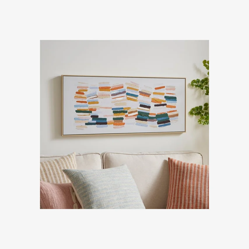 Elements Dashes Framed Canvas MultiColoured – image 1
