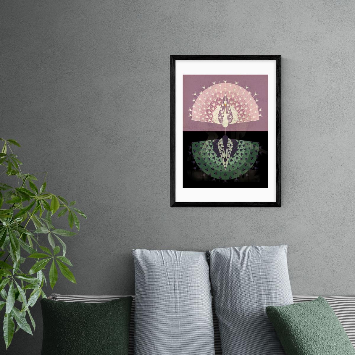 East End Prints Peacock Print Pink/Green/White – image 1