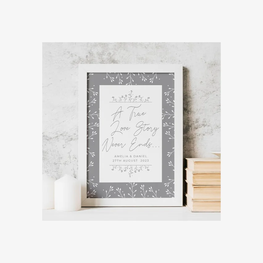 Personalised True Love Story A4 Framed Print White