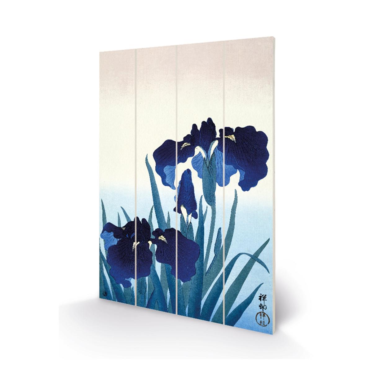 The Art Group Iris Flowers Wooden Wall Art Blue – image 2