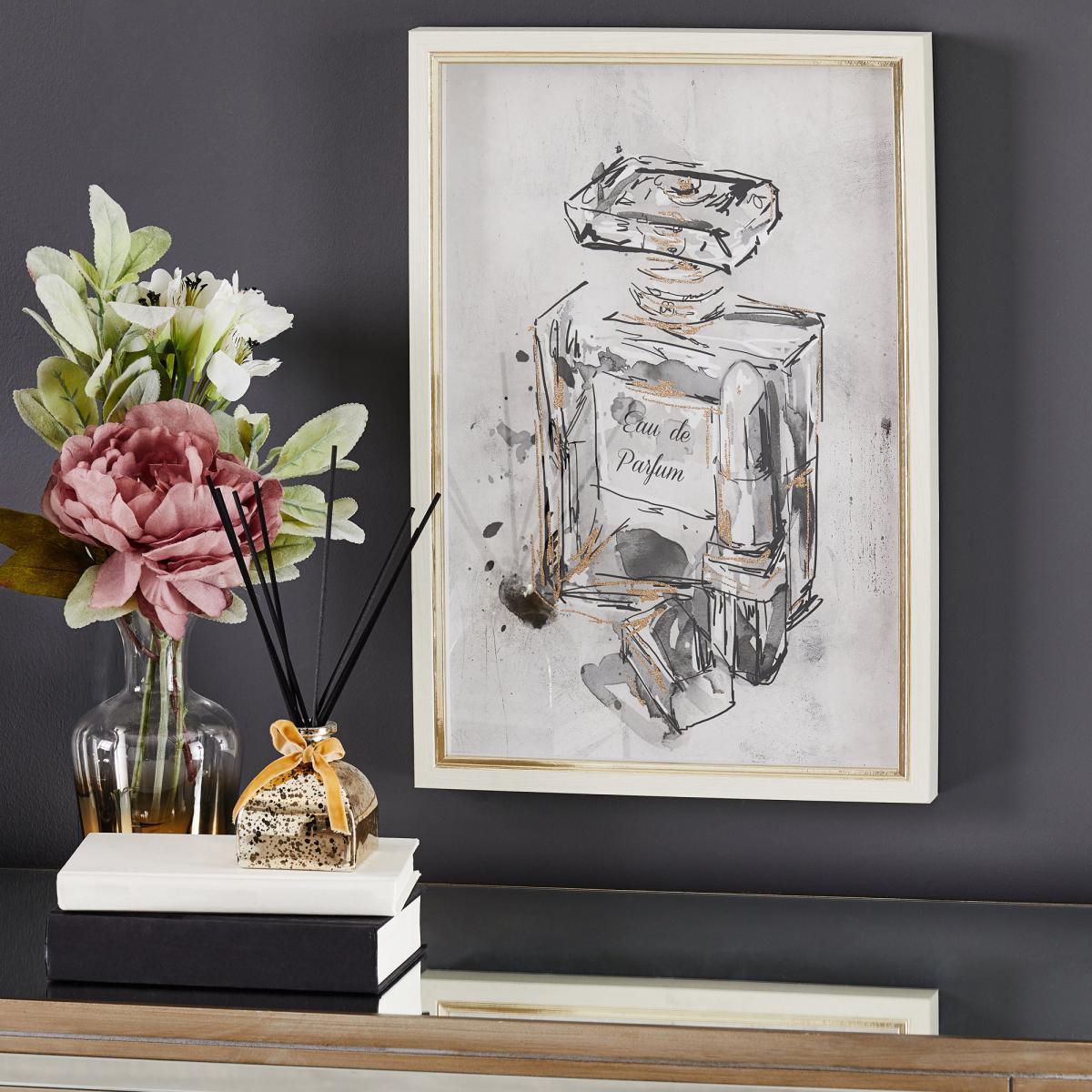 Glam Perfume Bottle Framed Print Cream – image 1