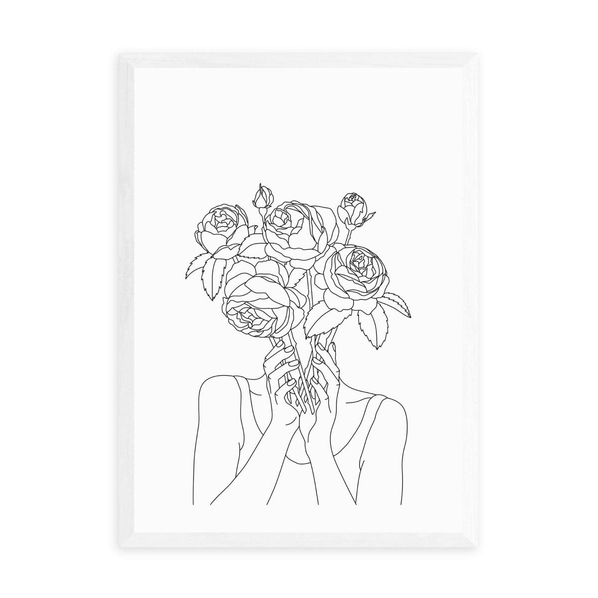 East End Prints Line Art Flower Head Print Black and white – image 2