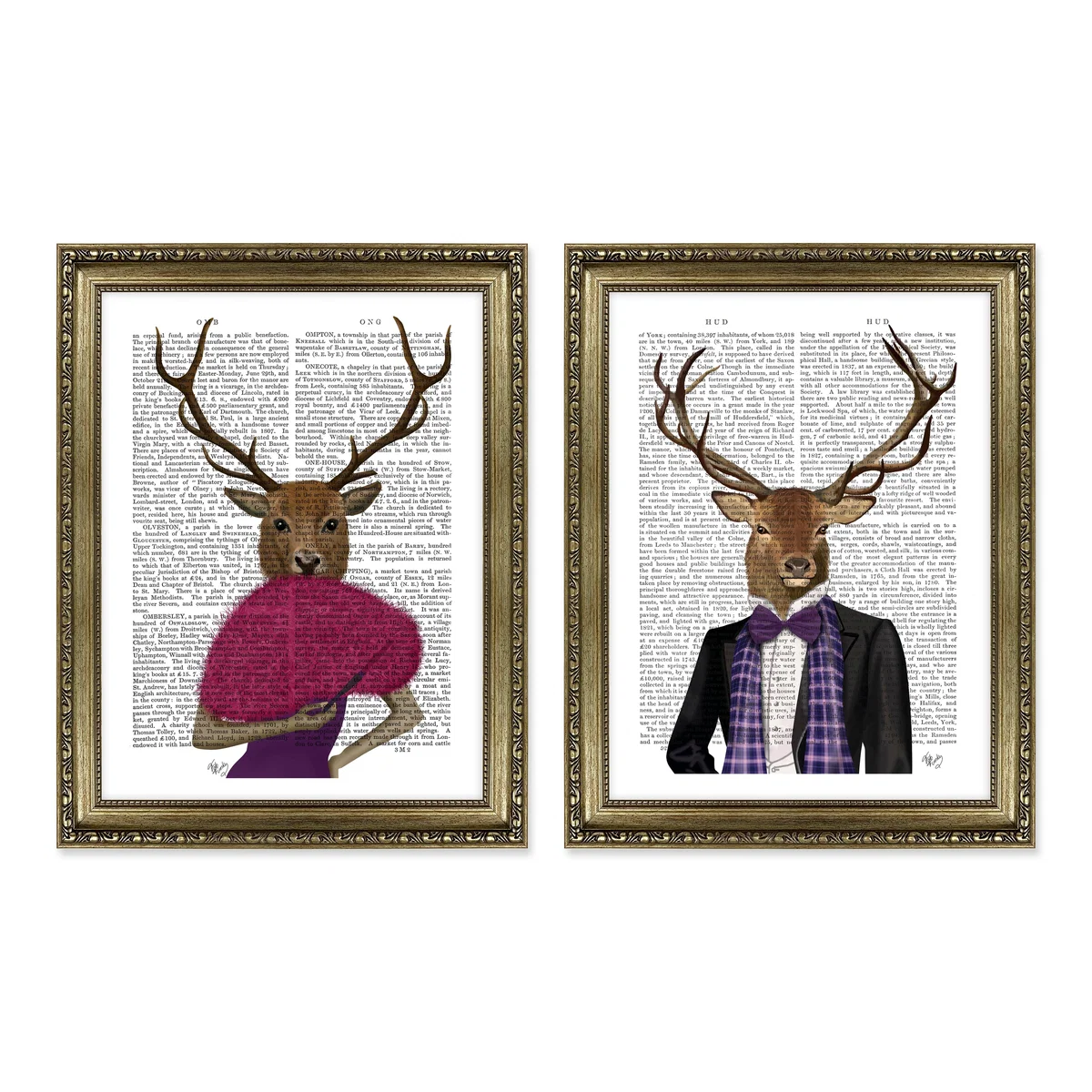 Mr and Mrs II by Fab Funky Set of 2 Framed Prints Blue – image 2