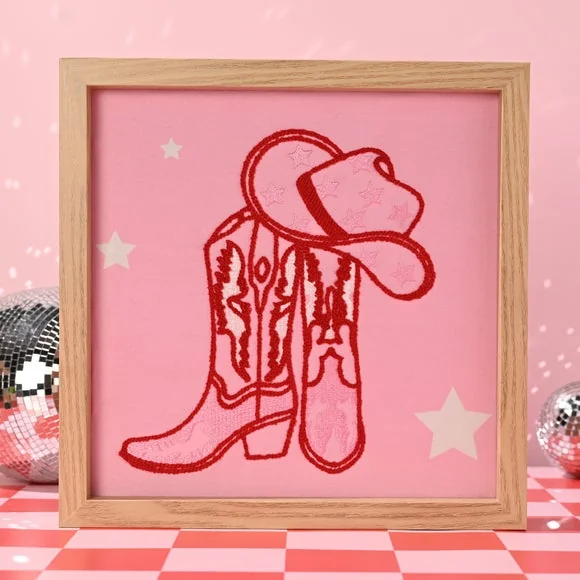 The Feel Good Club Cowgirl Boot & Disco Hat Tufted Wall Art – image 2