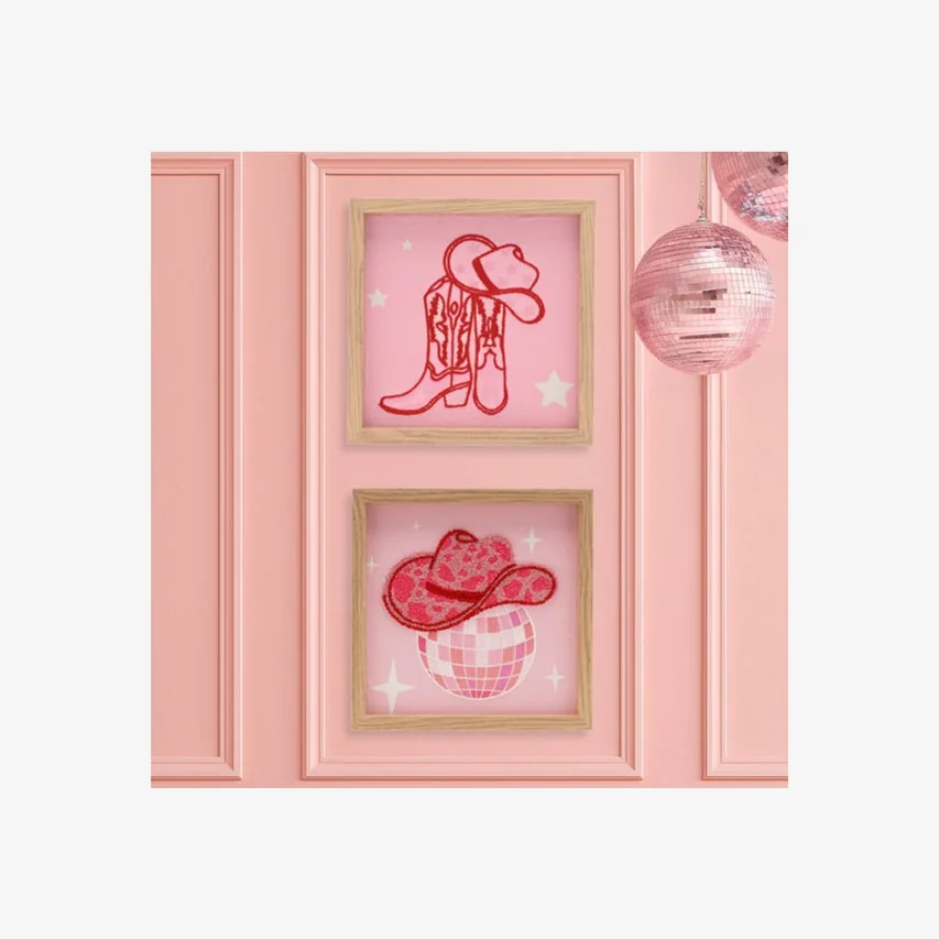 The Feel Good Club Cowgirl Boot & Disco Hat Tufted Wall Art – image 1