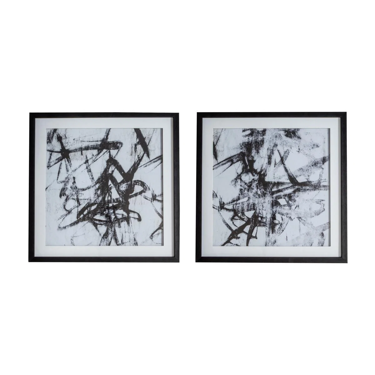 Set of 2 Mono Abstract Art Black and white – image 2