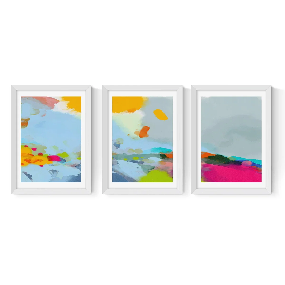 Set of 3 East End Prints Red Poppies Field Abstract Gallery Wall Framed Prints MultiColoured – image 2