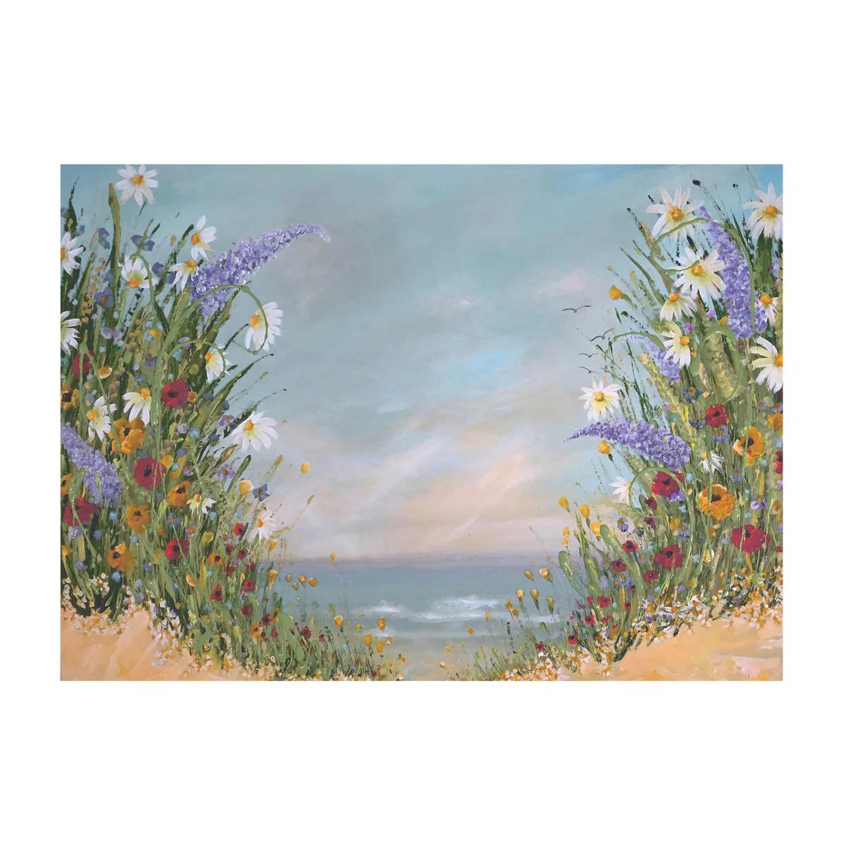 Emma Sian Pritchard Floral Beach Canvas Blue