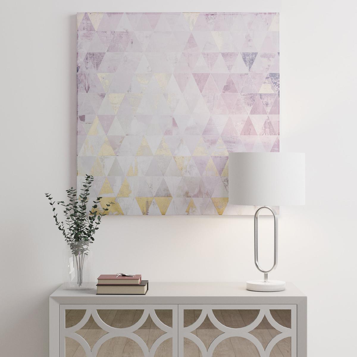 Gloss Pink and Gold Geometric Canvas Pink, Gold and White
