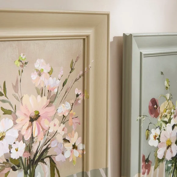 Set Of 2 Floral Handpainted Wall Art – image 2