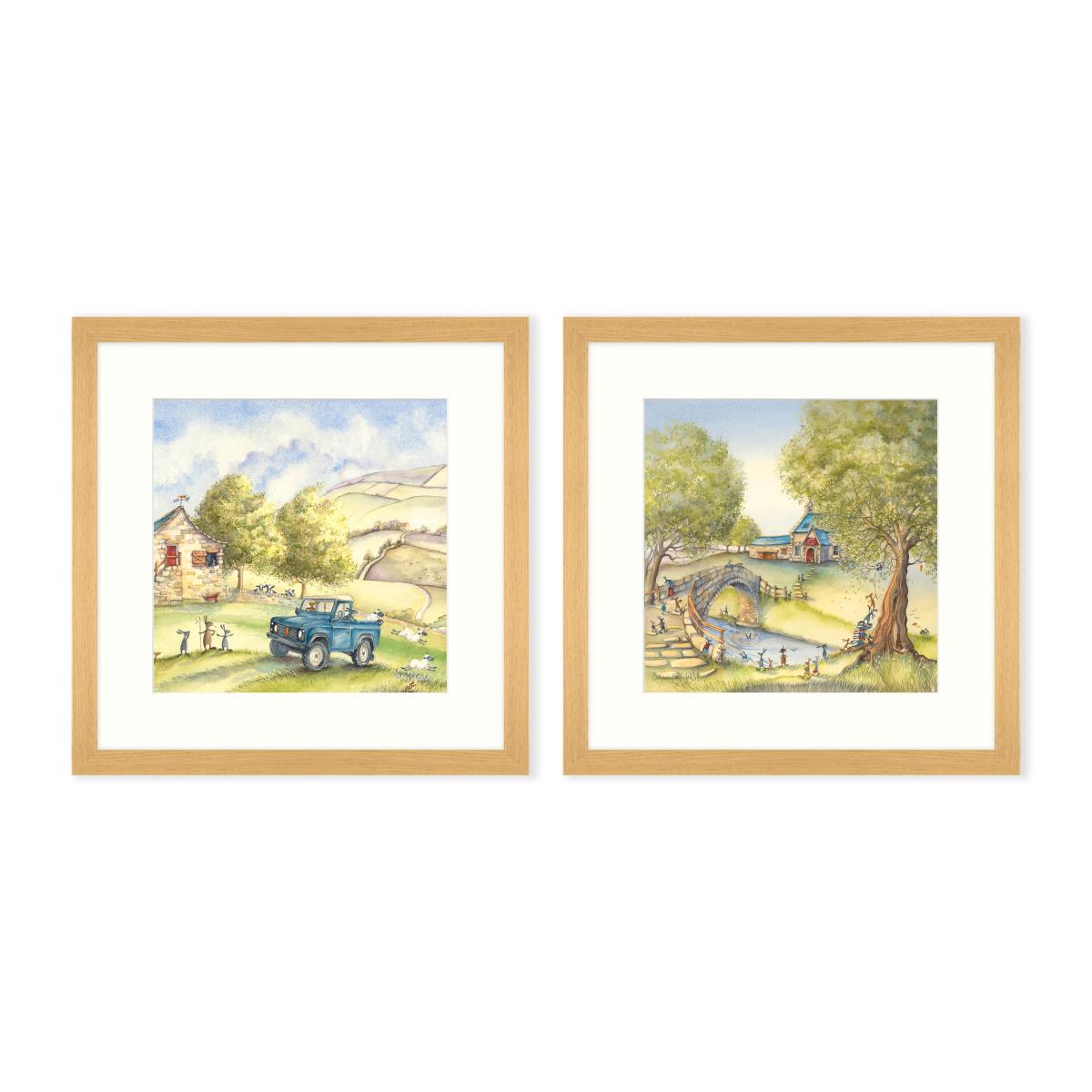Set of 2 Framed Prints - Carrot Farm Detail II / Carrot Cottage School Oak – image 2