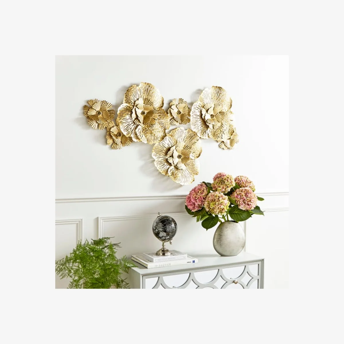 Luxe Floral Metal Gold Wall Art Gold – image 1