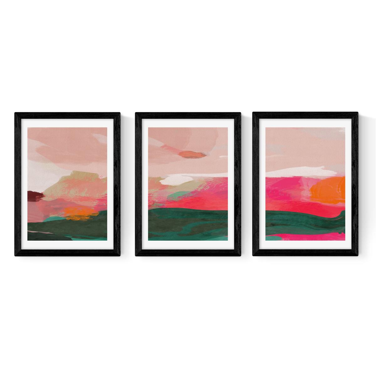 Set of 3 East End Prints Green & Pink Abstract Gallery Wall Framed Prints Pink – image 2