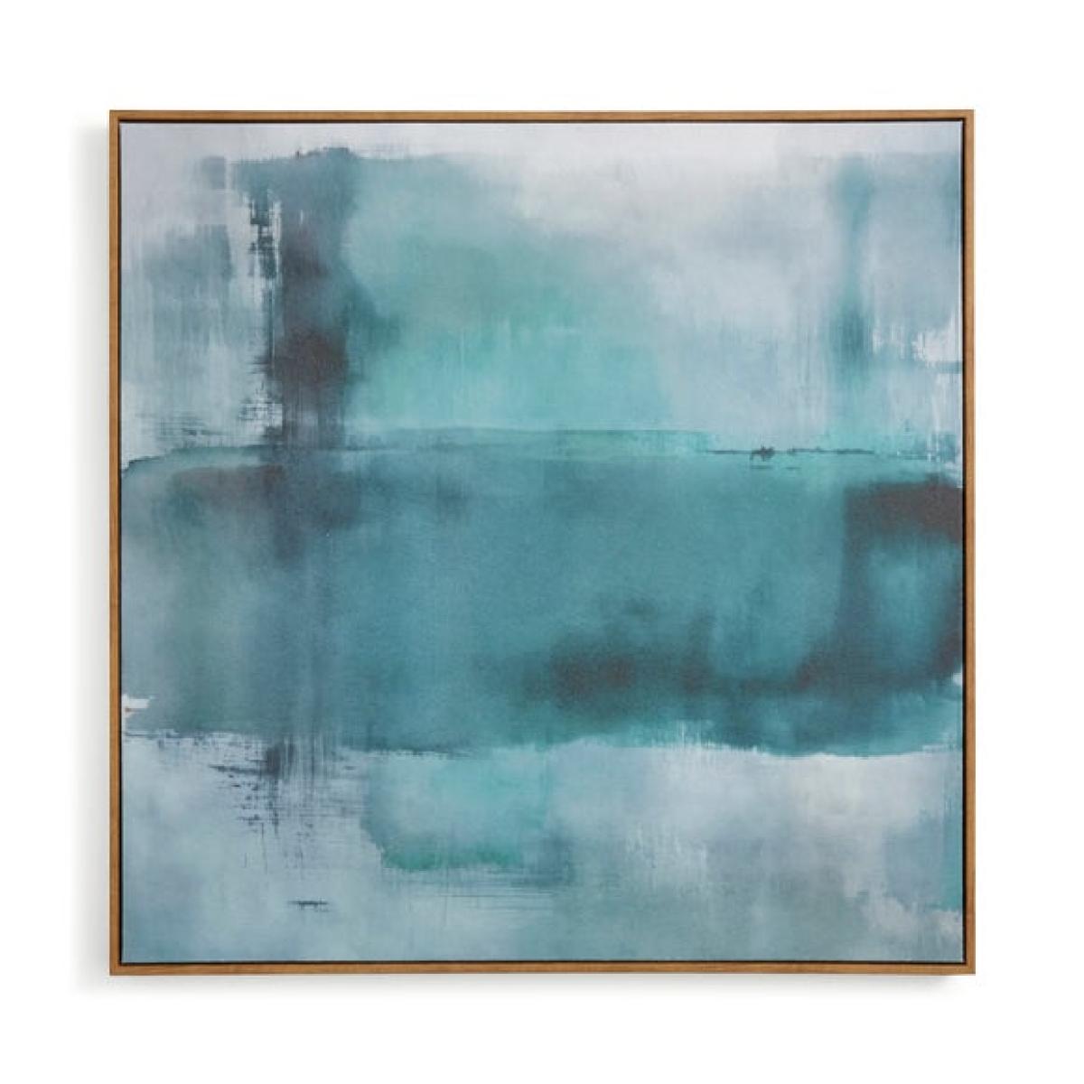 Teal Green Sand Textured Framed Canvas – image 3