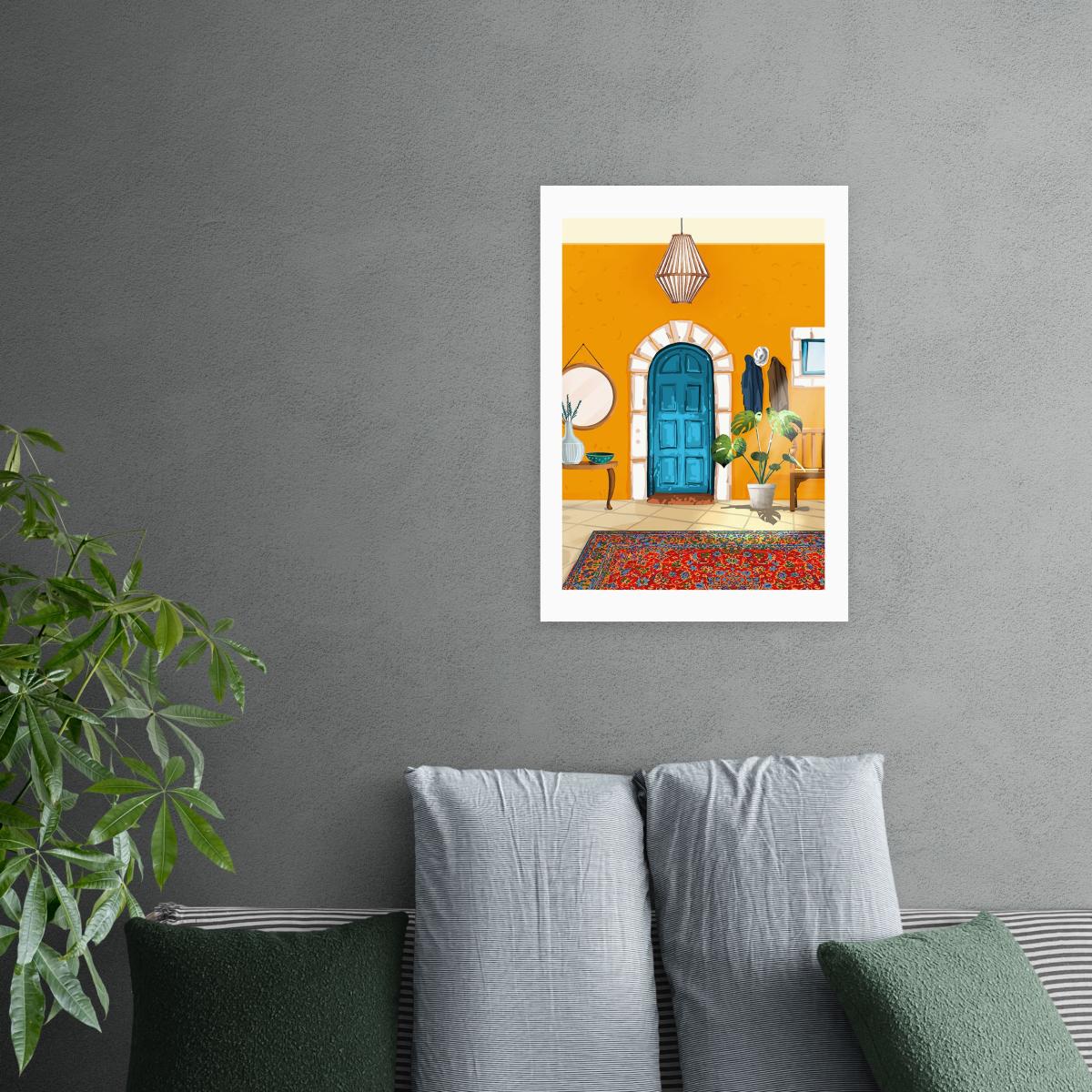 East End Prints Spanish Villa Interior Print Yellow – image 1