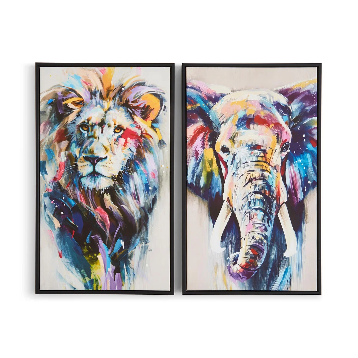Set of 2 Colourful Animals Framed Canvases – image 3