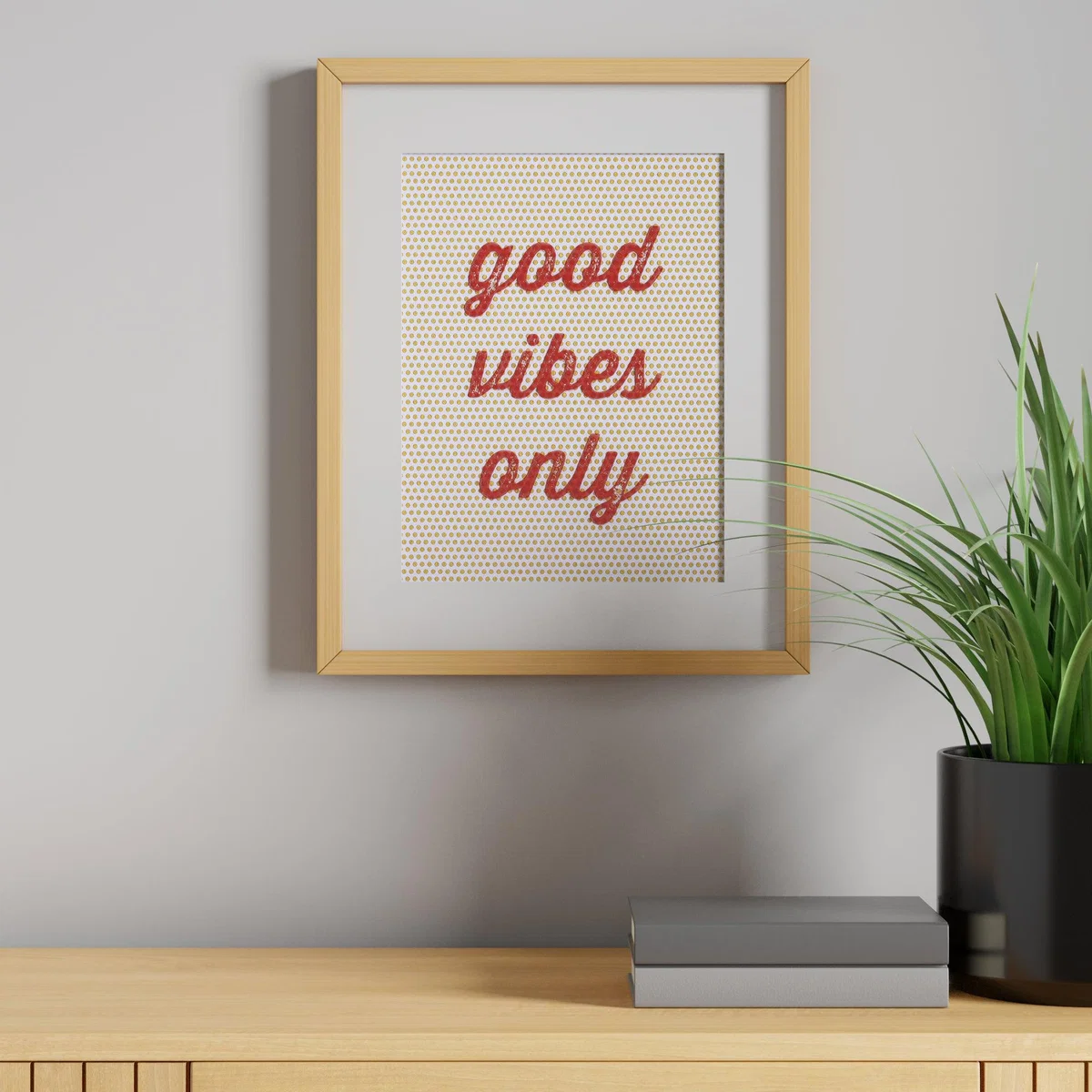 Elements Good Vibes Only Framed Print Cream – image 1