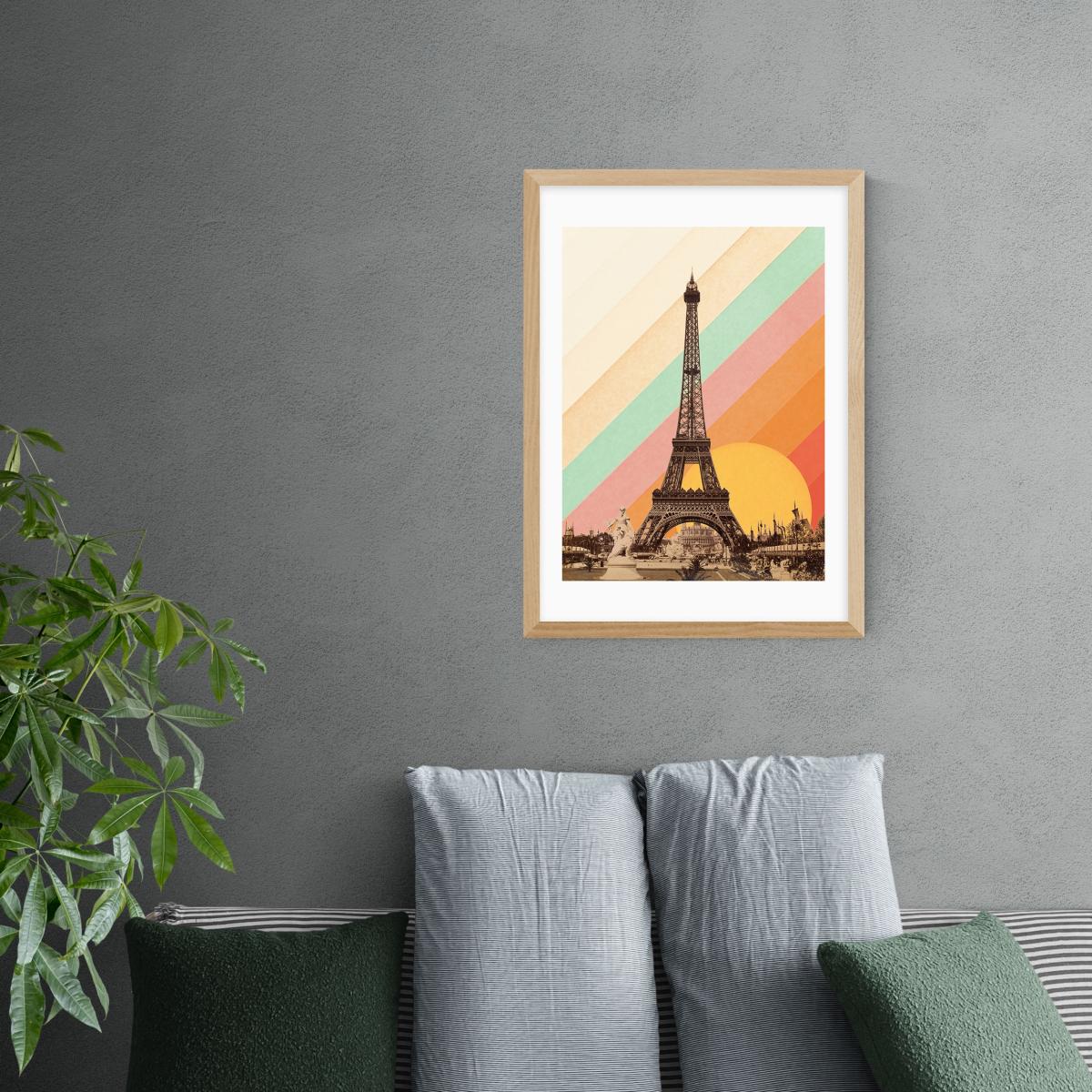 East End Prints Paris Rainbow Print Green/Pink/Orange – image 1