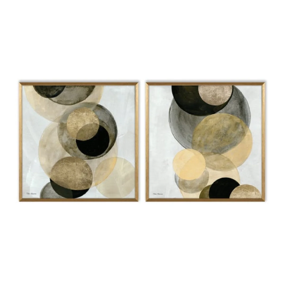 Set of 2 Gold Circles Framed Prints Gold – image 2