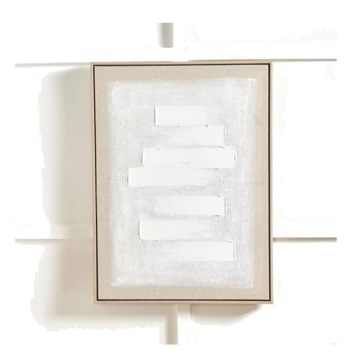 White and Natural Textured Framed Canvas White