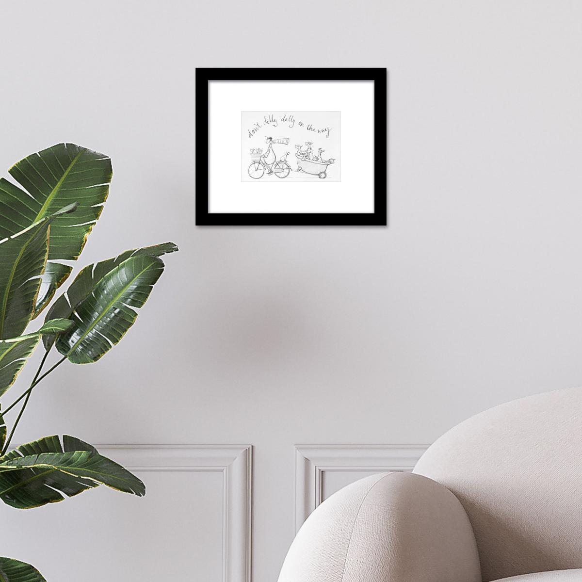 The Art Group Don't Dilly Dally Framed Print Black and white – image 1