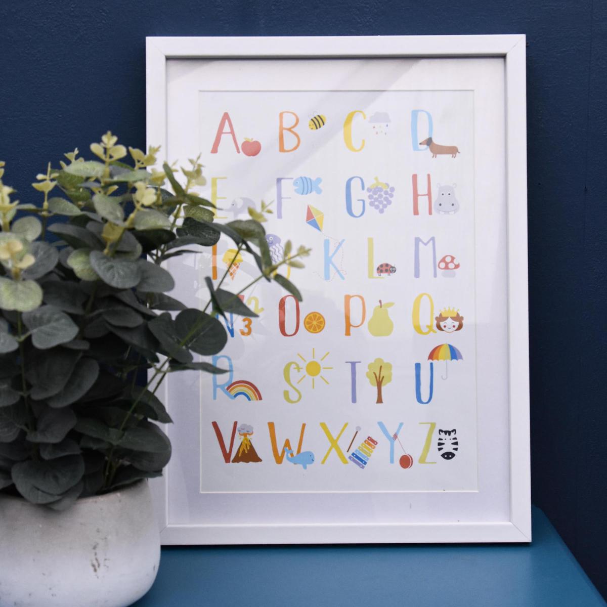 Rainbow Alphabet Framed Print White, Red and Blue – image 2