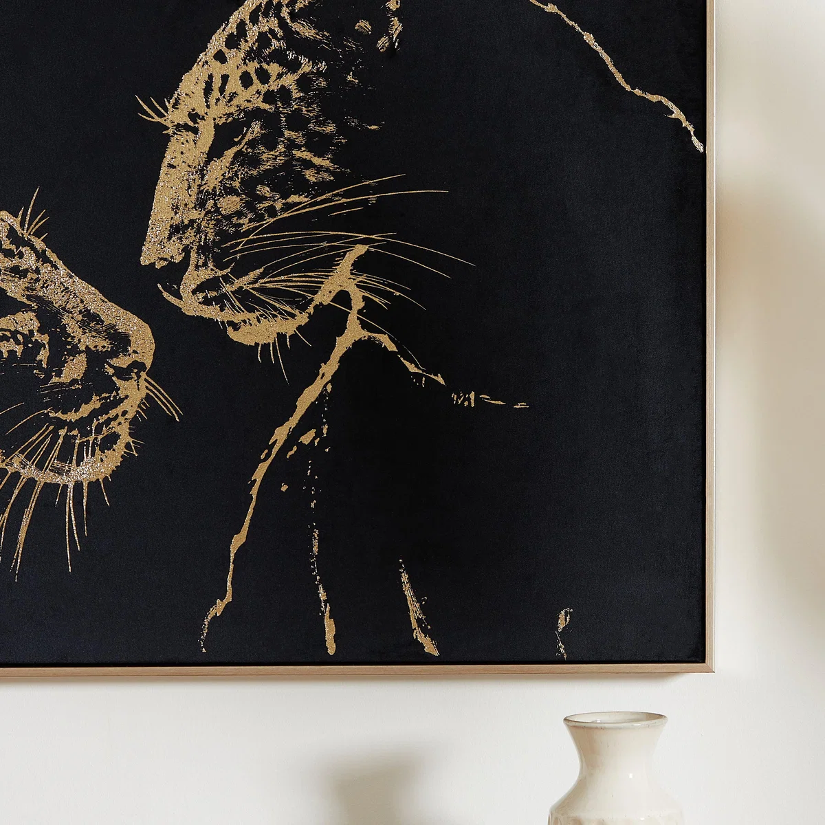 Leopard Gold Foil and Suede Canvas Black – image 3