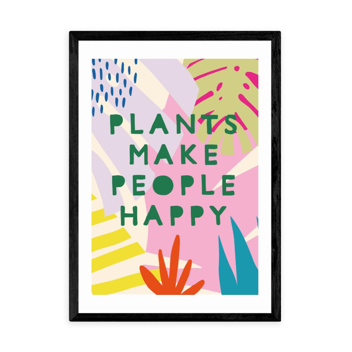 East End Prints Plants Make People Happy Print MultiColoured – image 2