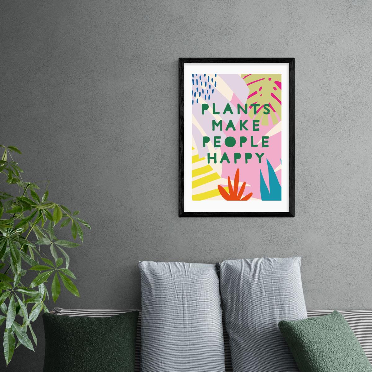 East End Prints Plants Make People Happy Print MultiColoured – image 1