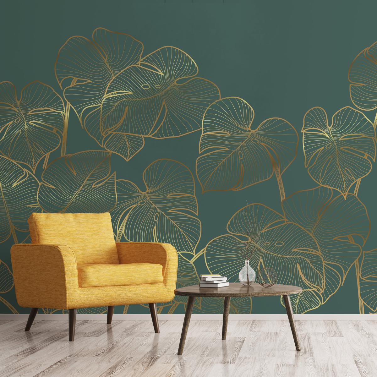 Leaves Mural Emerald Mural Green – image 2