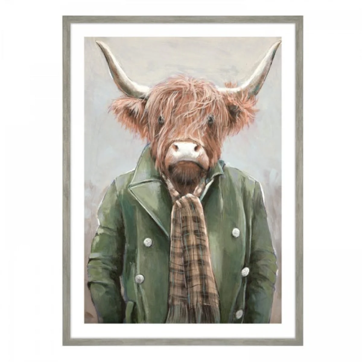 Cedar & Sage Angus Highland Cow Framed Print Grey – image 3